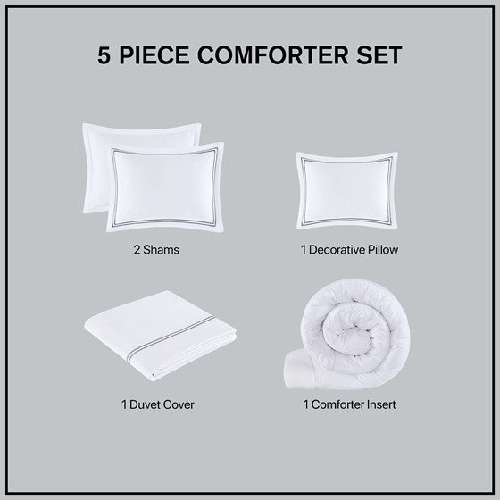 Luxury 500TC Cotton Embroidered Comforter Set 5PC
