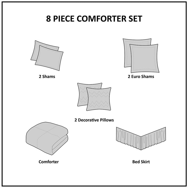 Embroidered Medallion Comforter Set -  Blush Medallion Bedding Set - 8PC