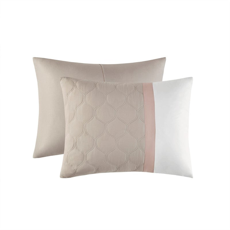 Embroidered Medallion Comforter Set -  Blush Medallion Bedding Set - 8PC