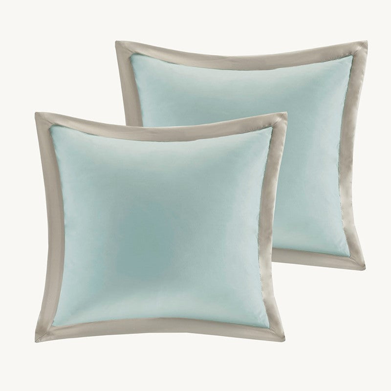 Embroidered Medallion Comforter Set -  Seafoam Medallion Bedding Set - 8PC