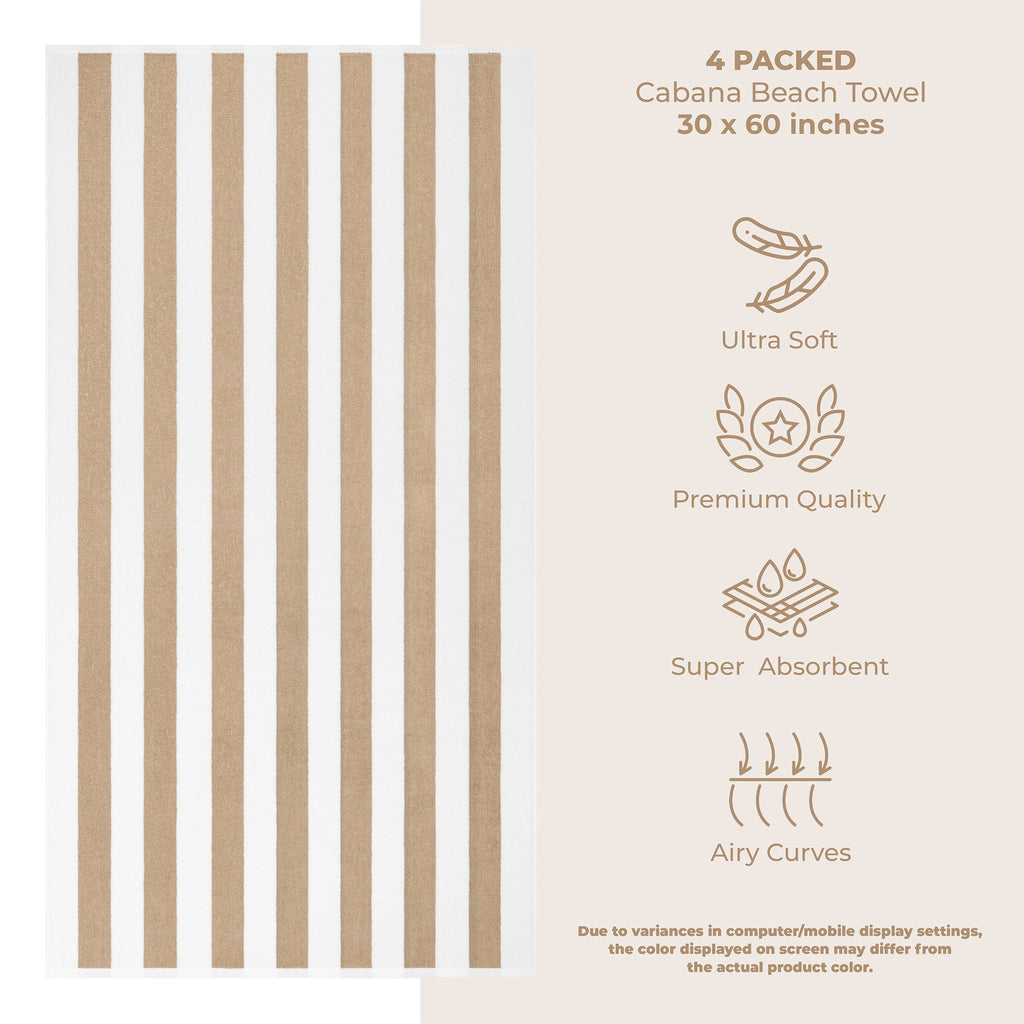 Cabana Striped Cotton Beach Towels 4 Pack
