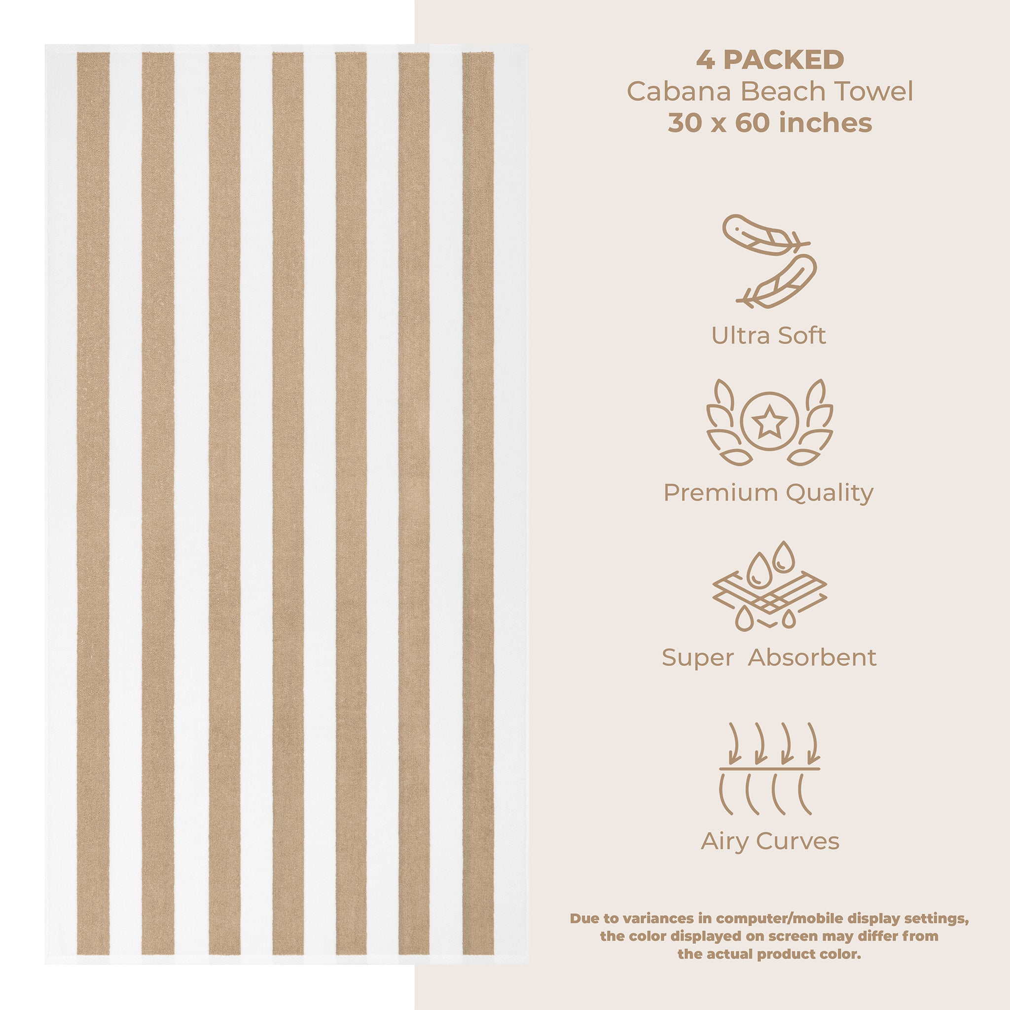 Cabana Striped Cotton Beach Towels 4 Pack
