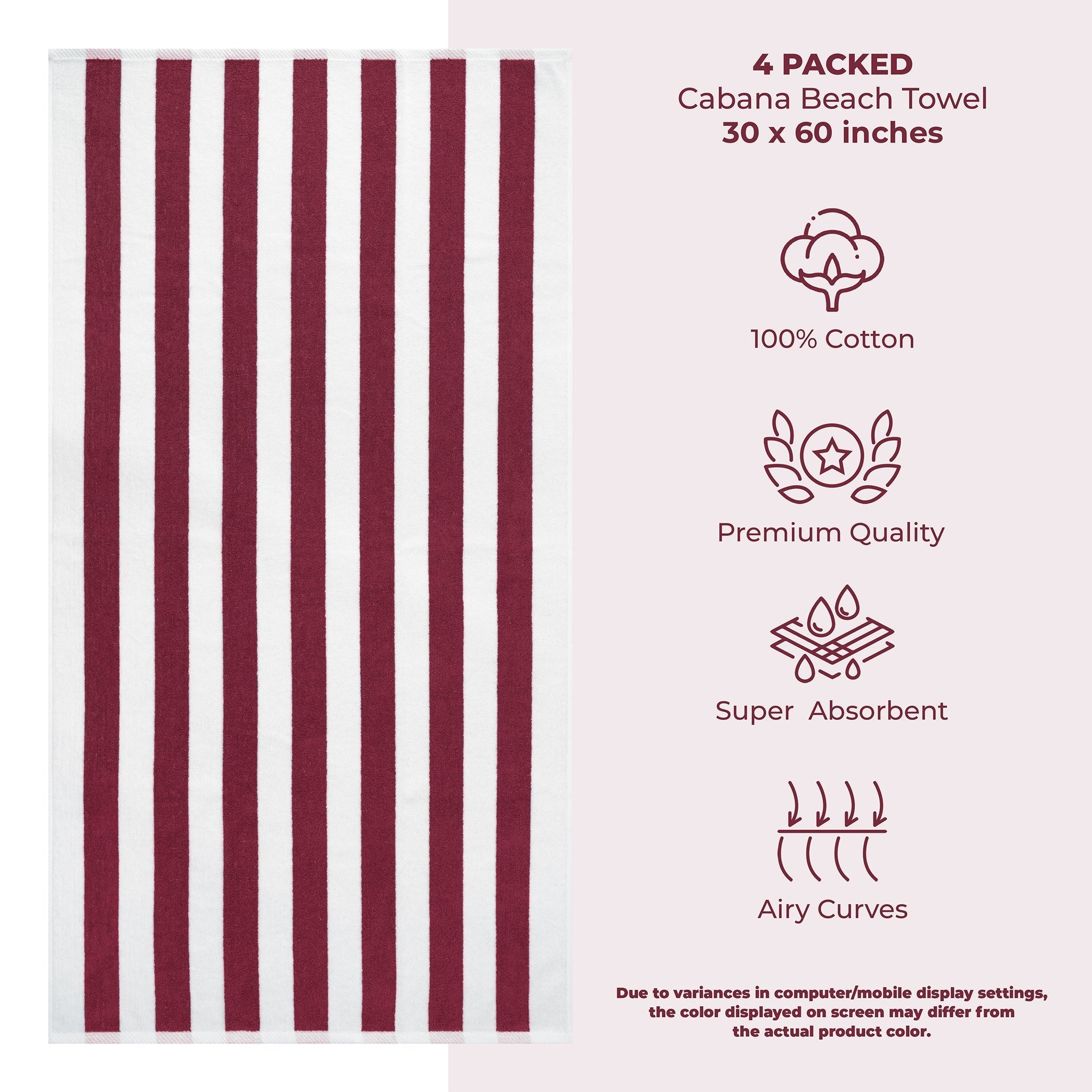 Cabana Striped Cotton Beach Towels 4 Pack