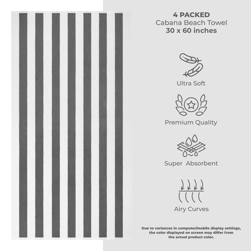 Cabana Striped Cotton Beach Towels 4 Pack