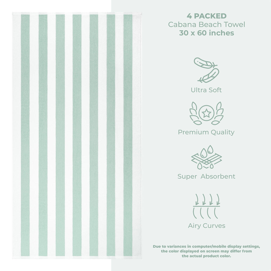 Cabana Striped Cotton Beach Towels 4 Pack