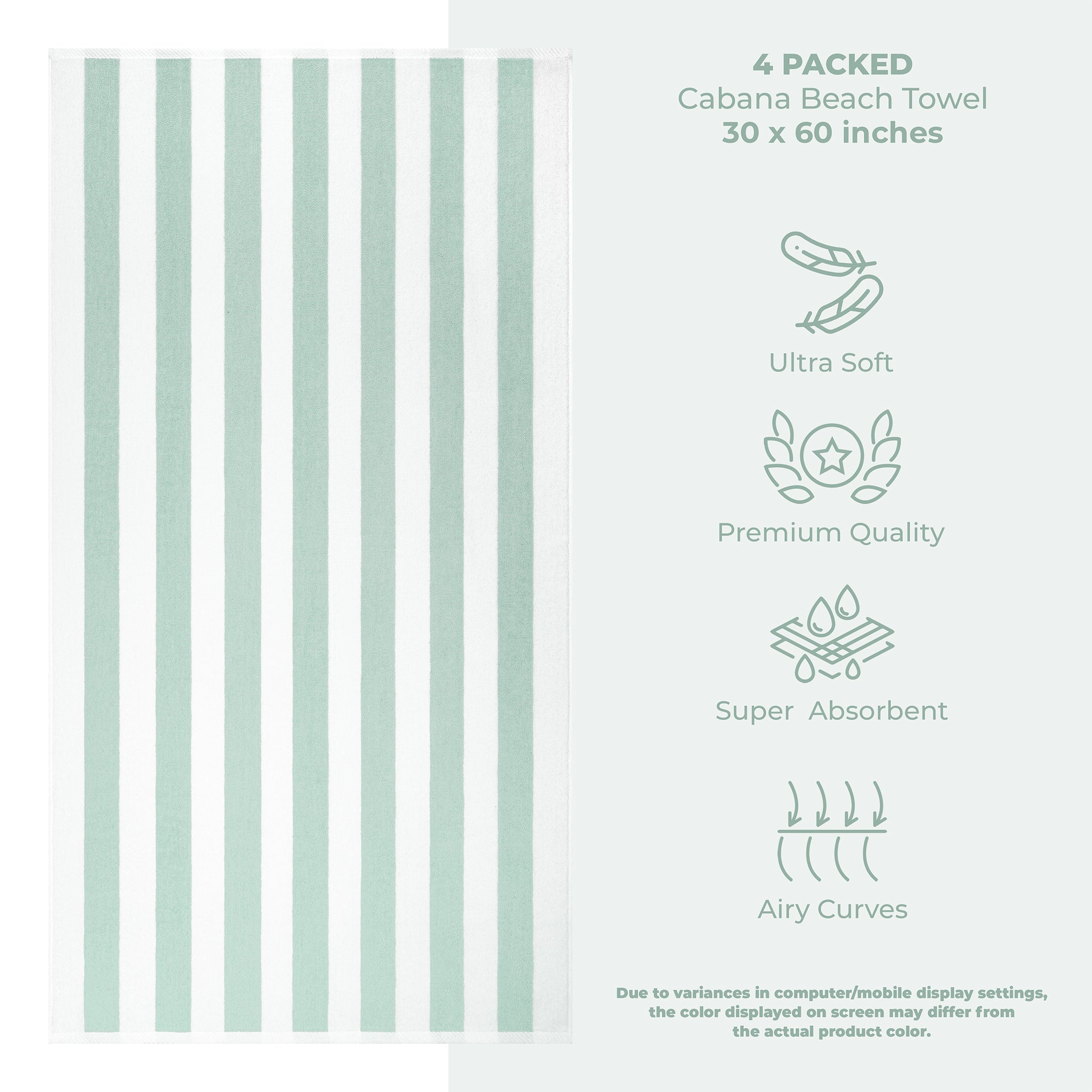 Cabana Striped Cotton Beach Towels 4 Pack