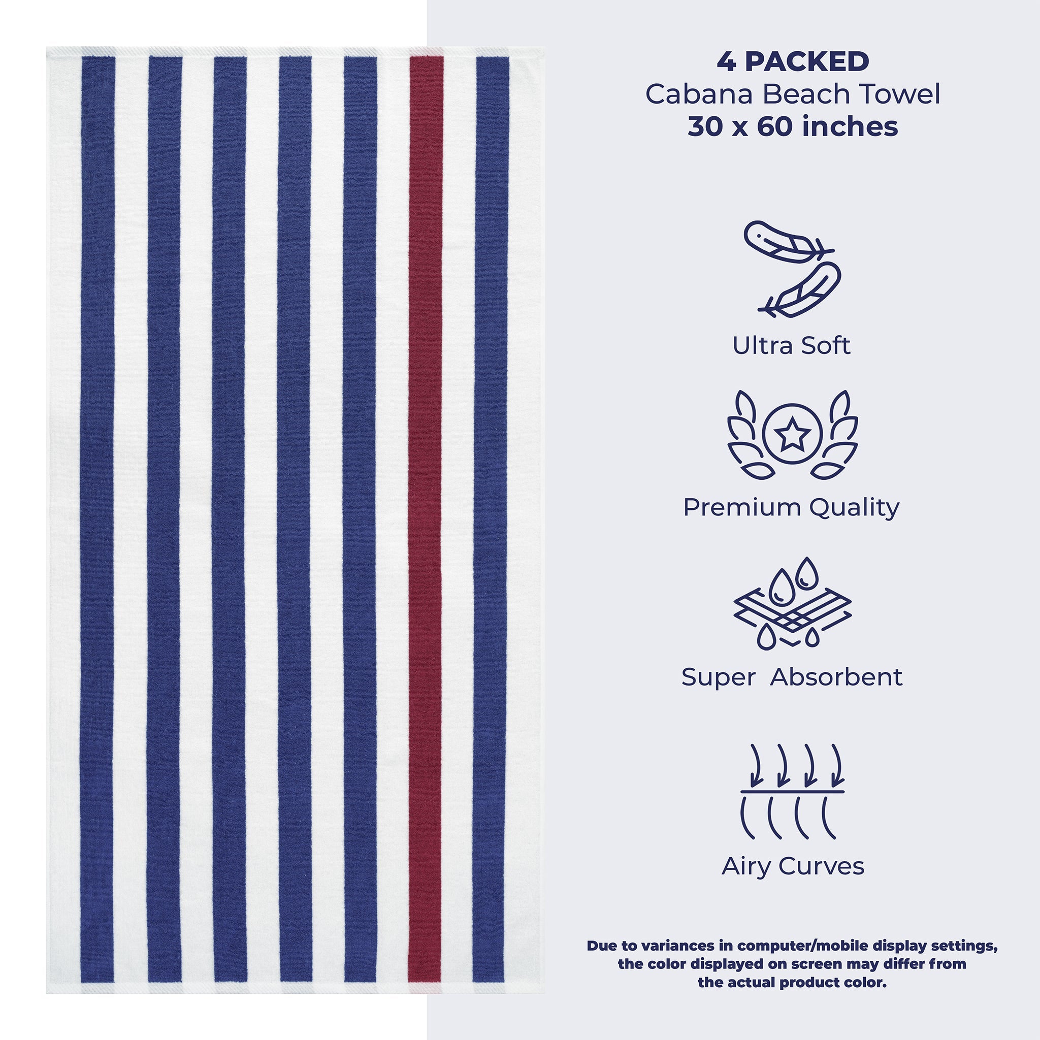 Cabana Striped Cotton Beach Towels 4 Pack