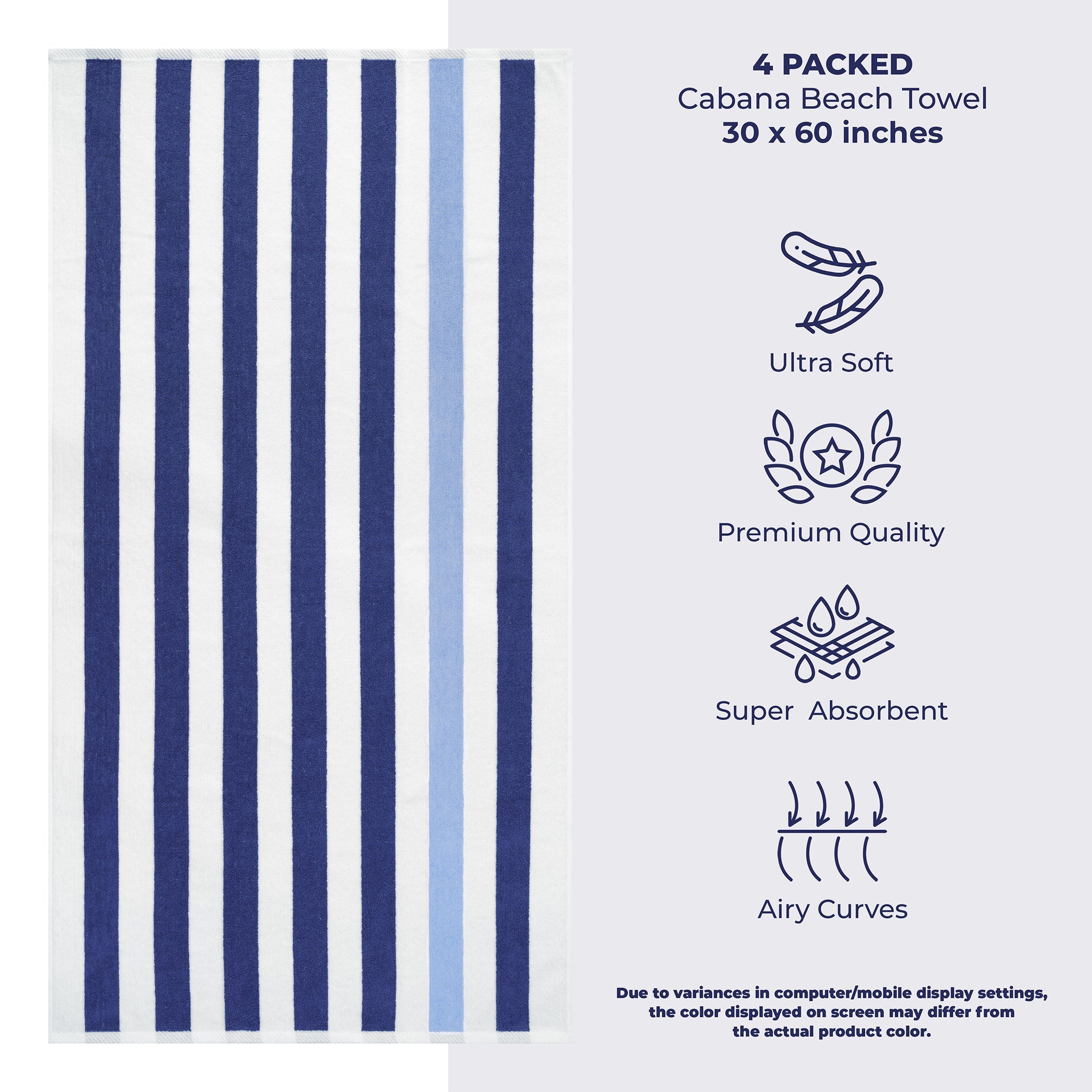 Cabana Striped Cotton Beach Towels 4 Pack