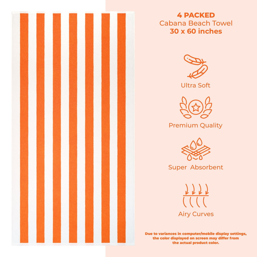 Cabana Striped Cotton Beach Towels 4 Pack