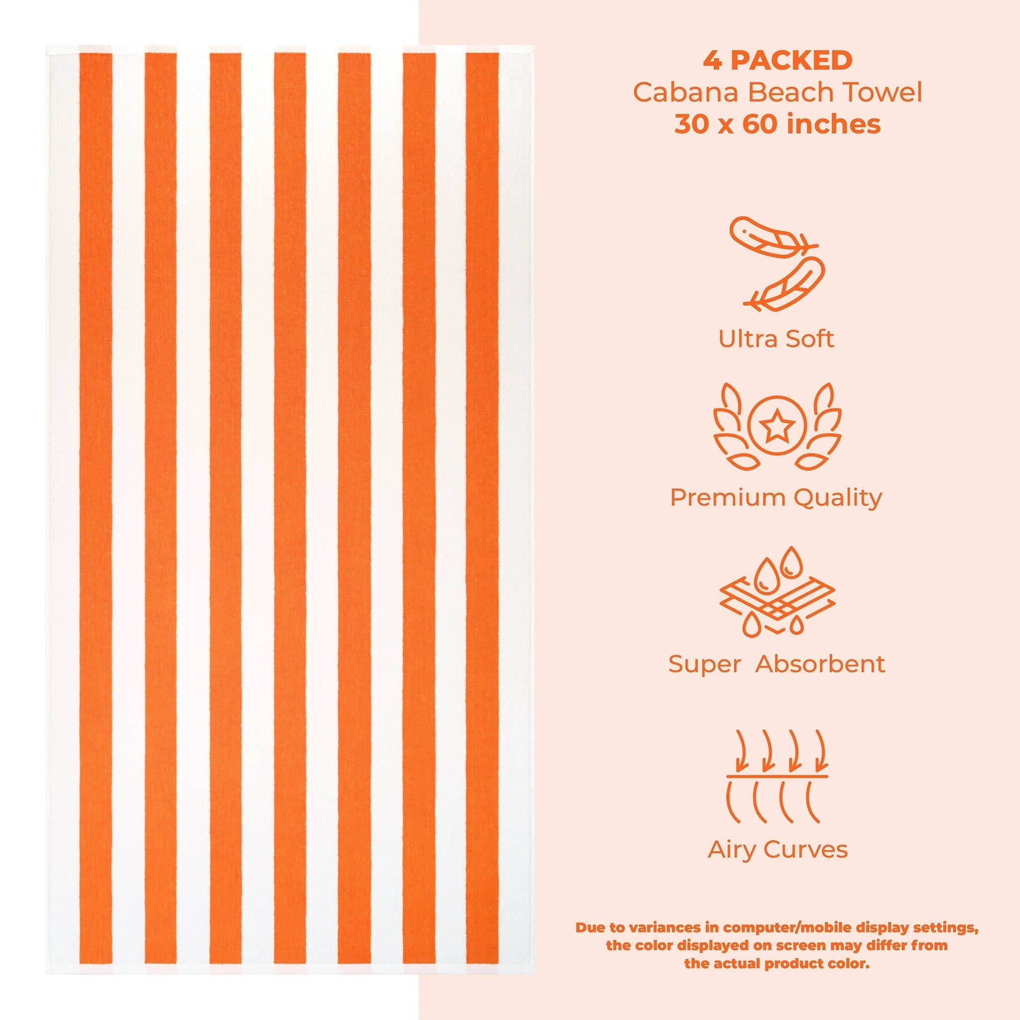 Cabana Striped Cotton Beach Towels 4 Pack