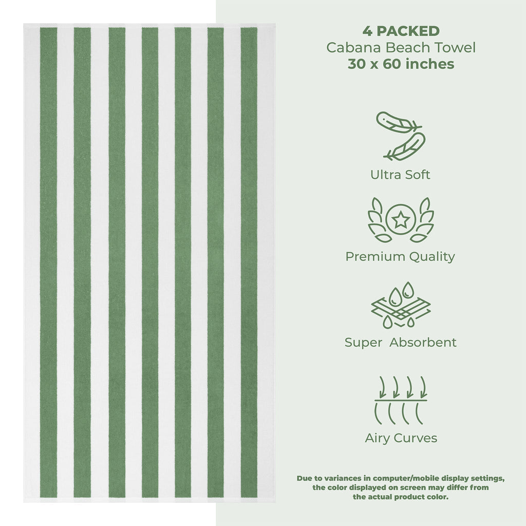 Cabana Striped Cotton Beach Towels 4 Pack