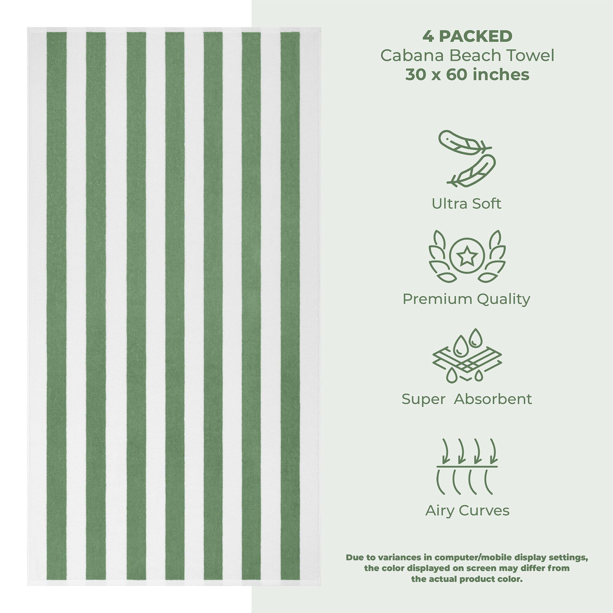 Cabana Striped Cotton Beach Towels 4 Pack