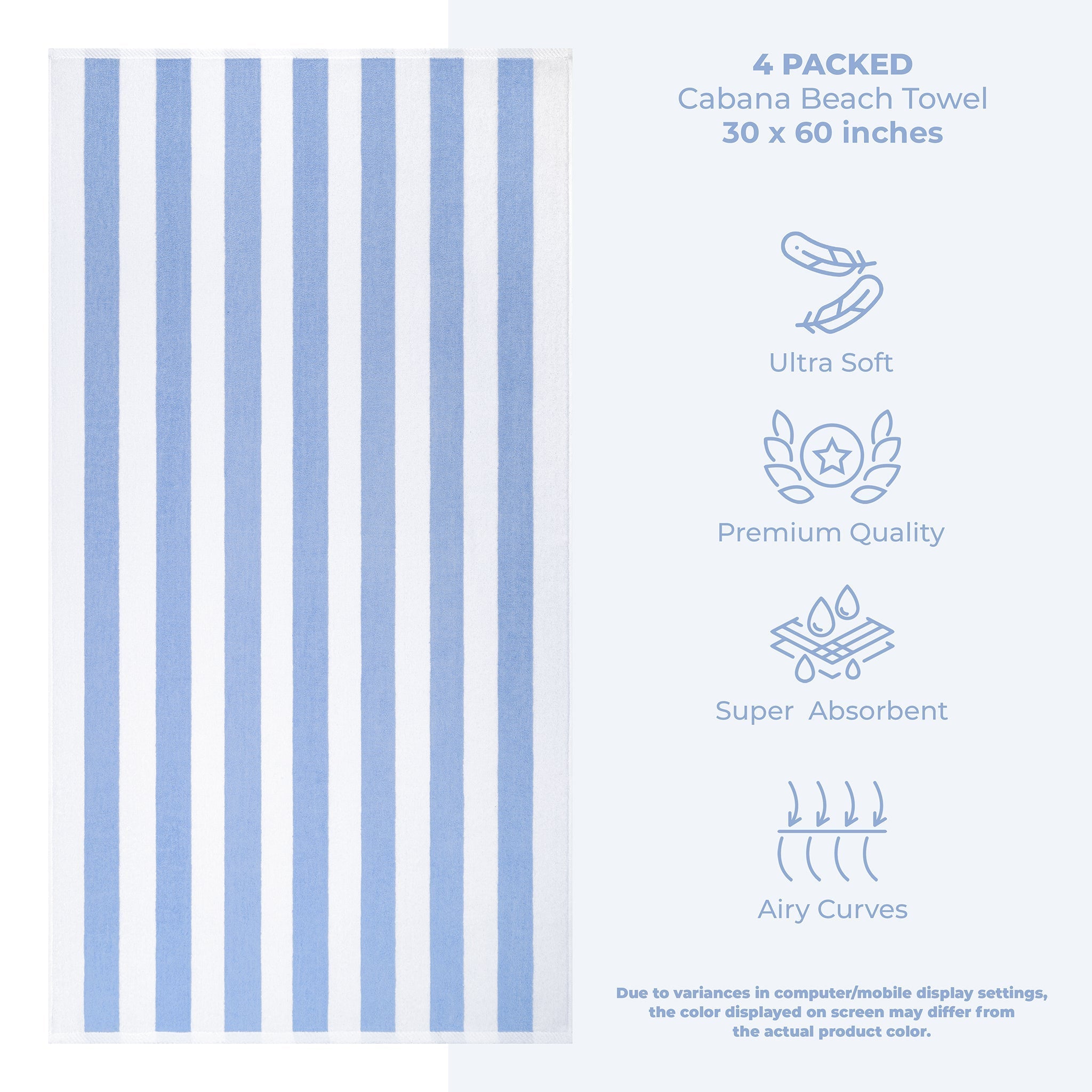 Cabana Striped Cotton Beach Towels 4 Pack