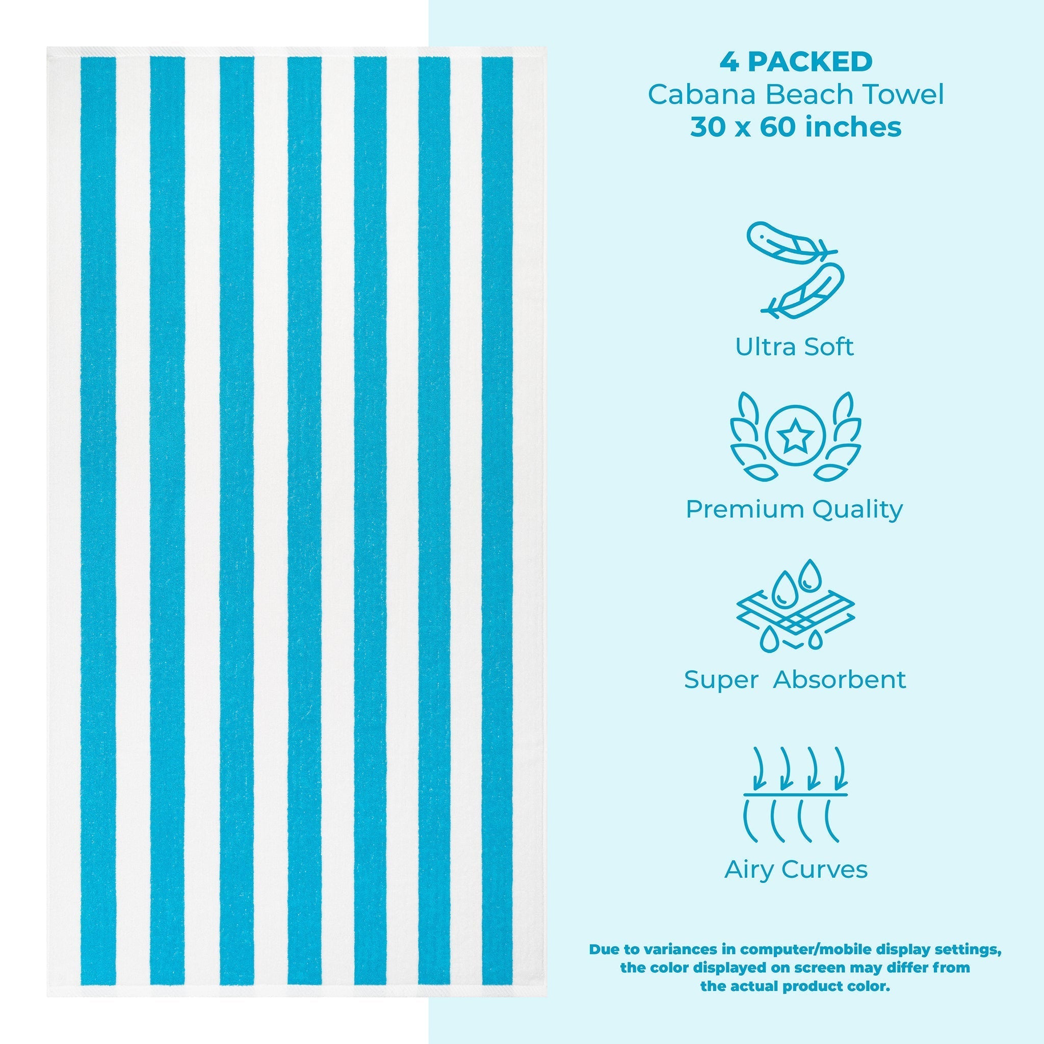 Cabana Striped Cotton Beach Towels 4 Pack