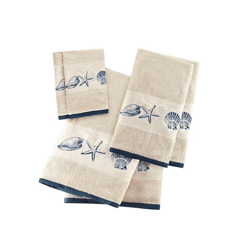 Bayside Nautical Towel Set Embroidered Cotton Jacquard 6 PC