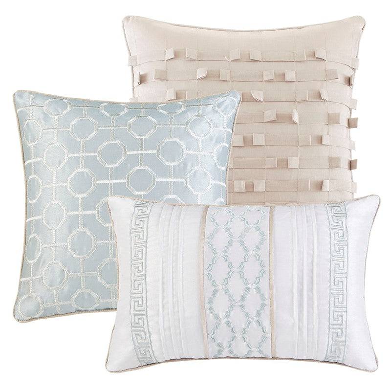 Coastal Bennett 7PC Complete Bedding Ensemble - Jacquard Comforter Set – Aqua