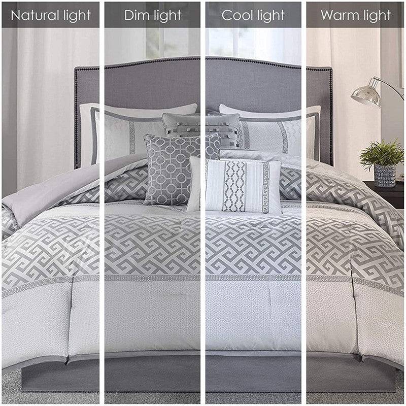 Bennett 7PC Complete Bedding Ensemble - Jacquard Comforter Set – Grey