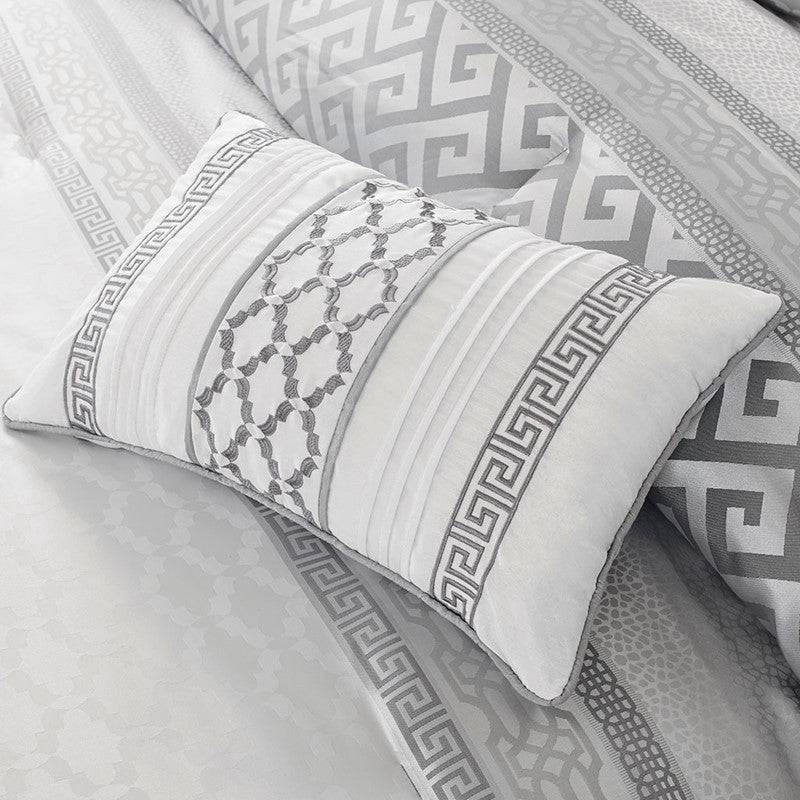 Bennett 7PC Complete Bedding Ensemble - Jacquard Comforter Set – Grey