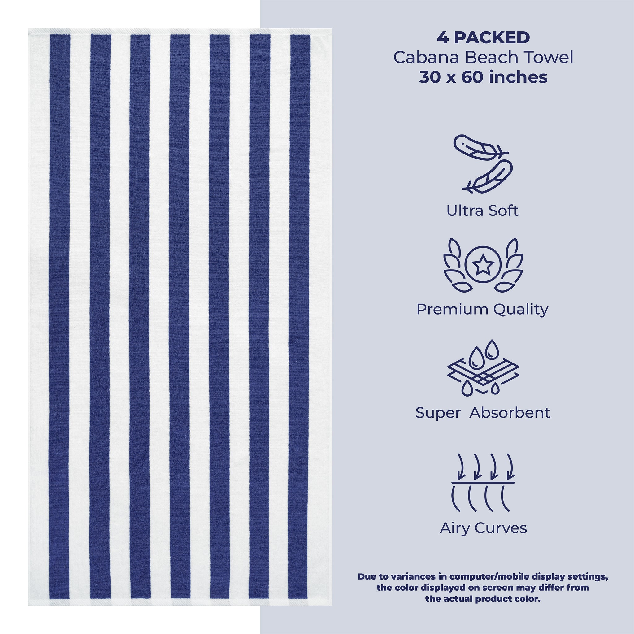 Cabana Striped Cotton Beach Towels 4 Pack