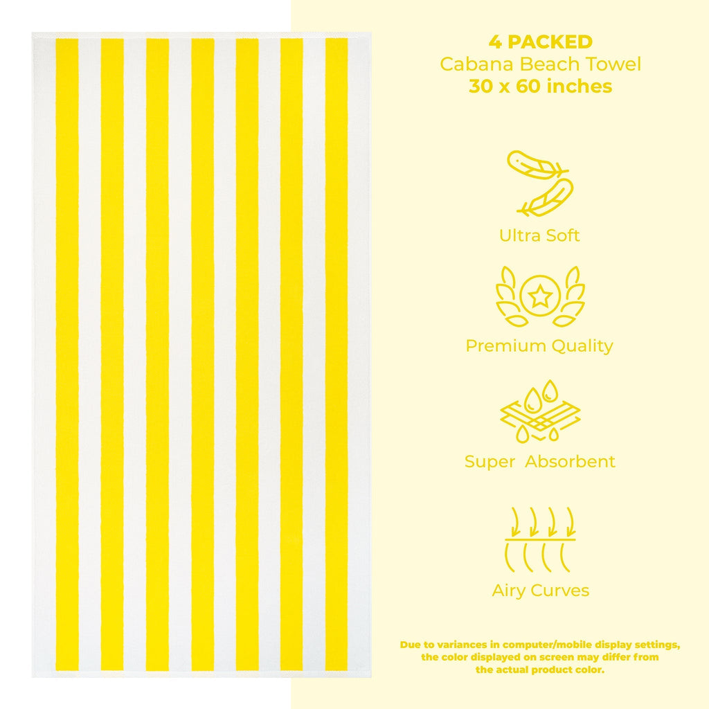 Cabana Striped Cotton Beach Towels 4 Pack