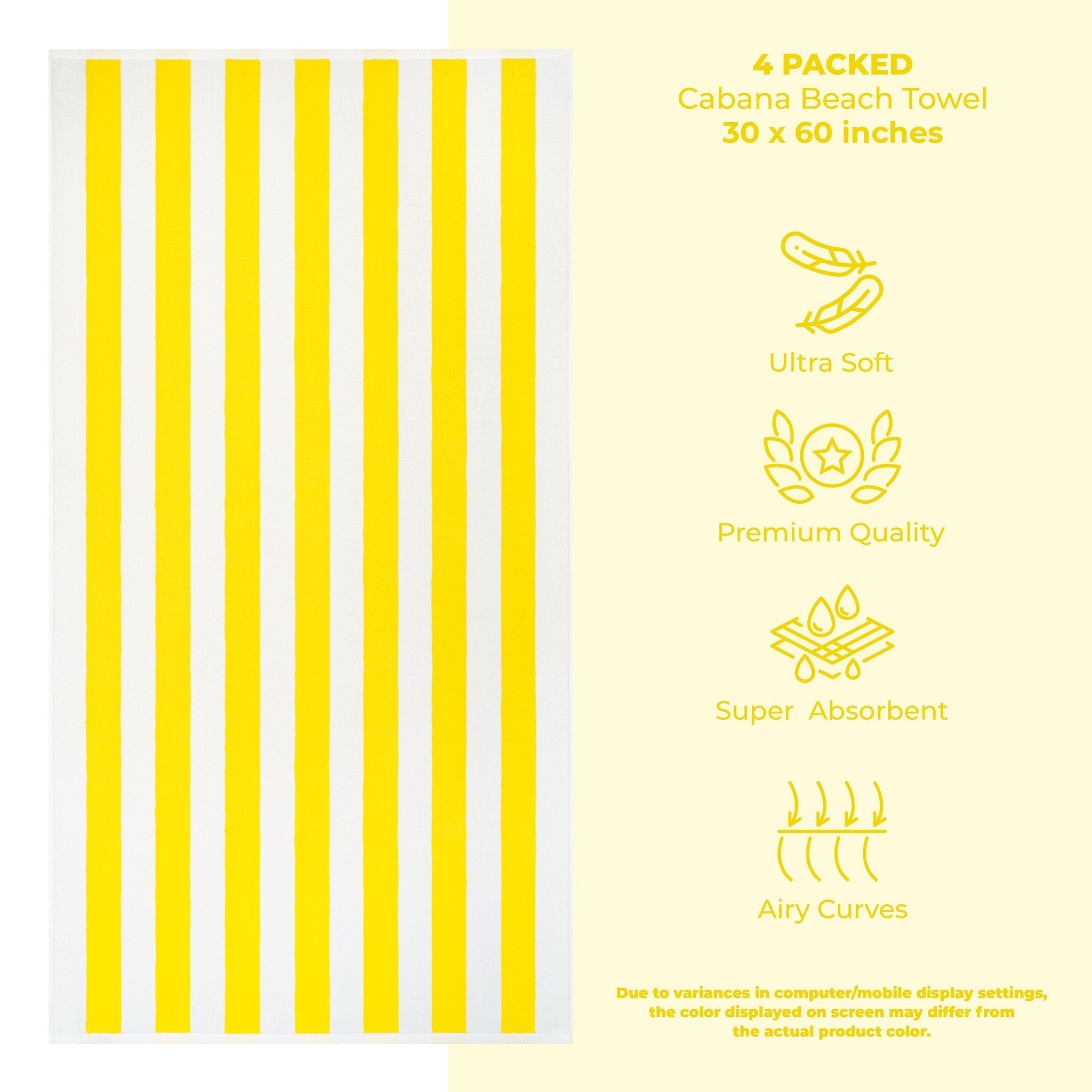 Cabana Striped Cotton Beach Towels 4 Pack