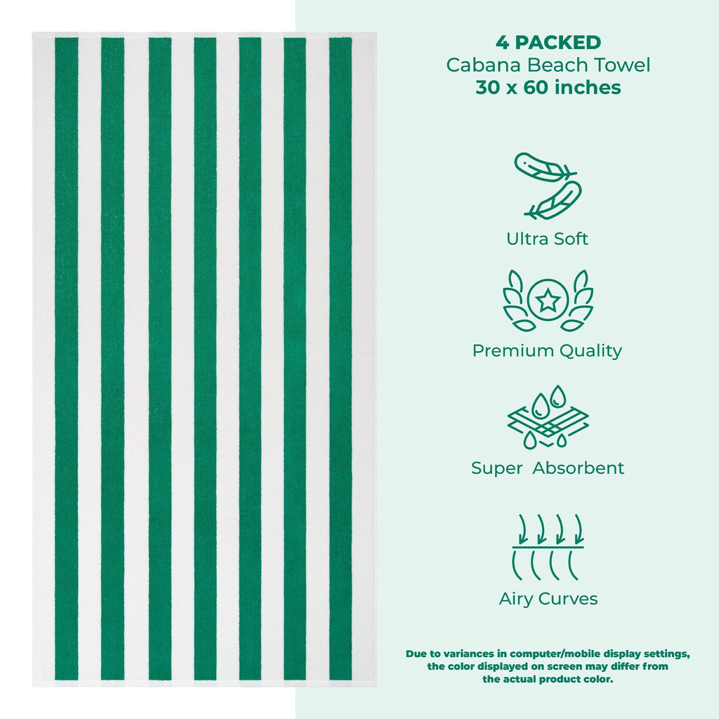 Cabana Striped Cotton Beach Towels 4 Pack