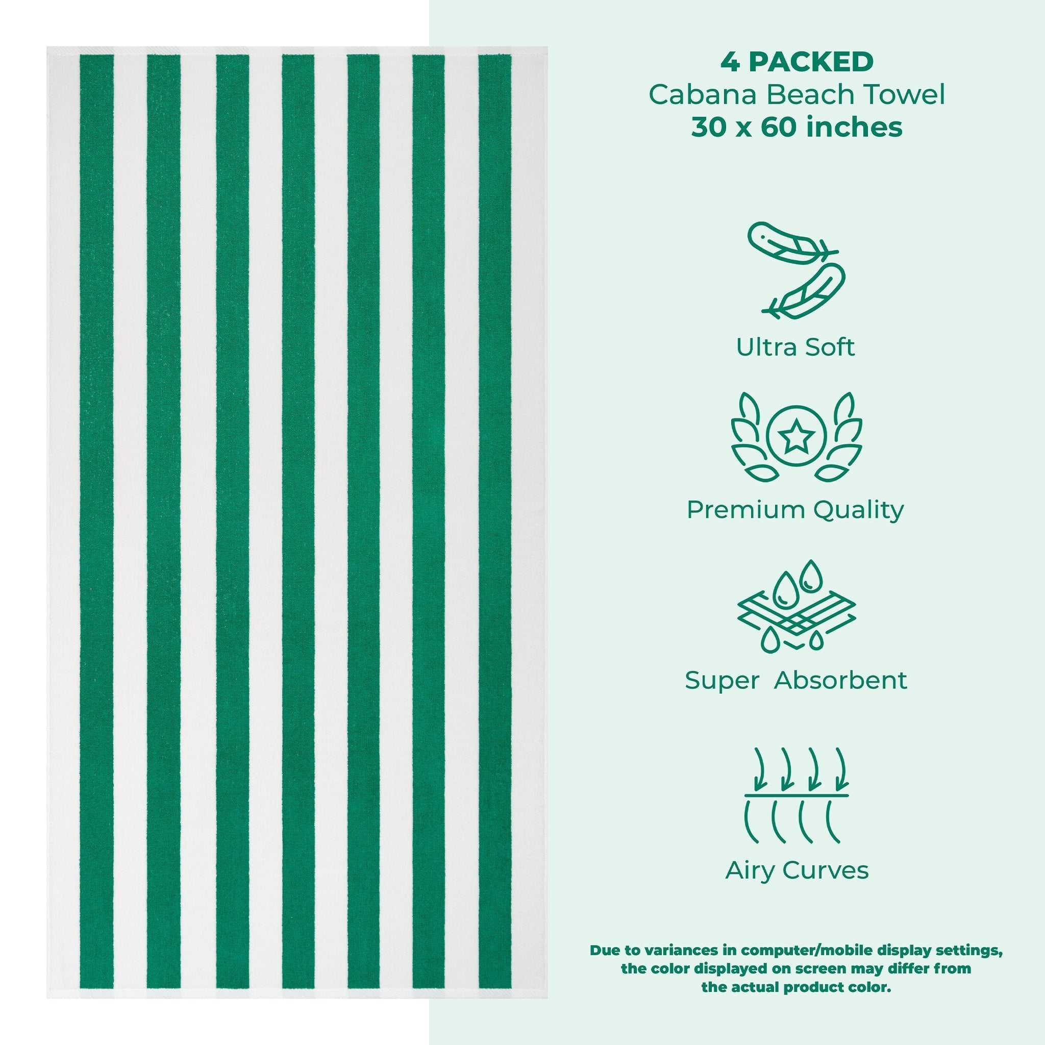 Cabana Striped Cotton Beach Towels 4 Pack