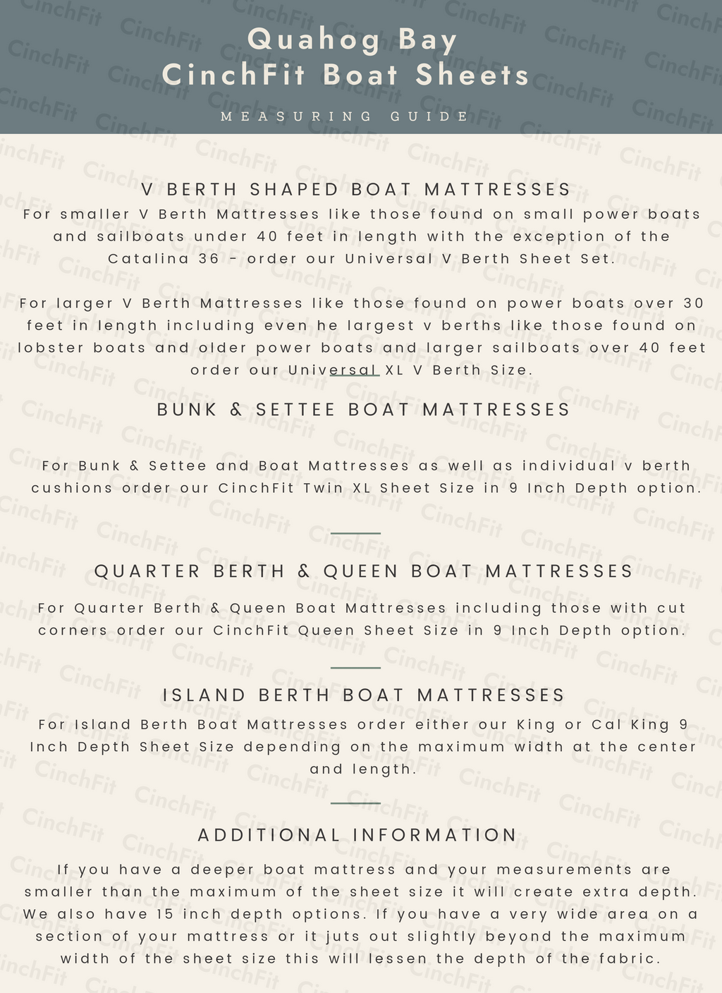 CinchFit American Made Universal V Berth Sheets 600TC 100% Cotton Cord Elastic Sheets