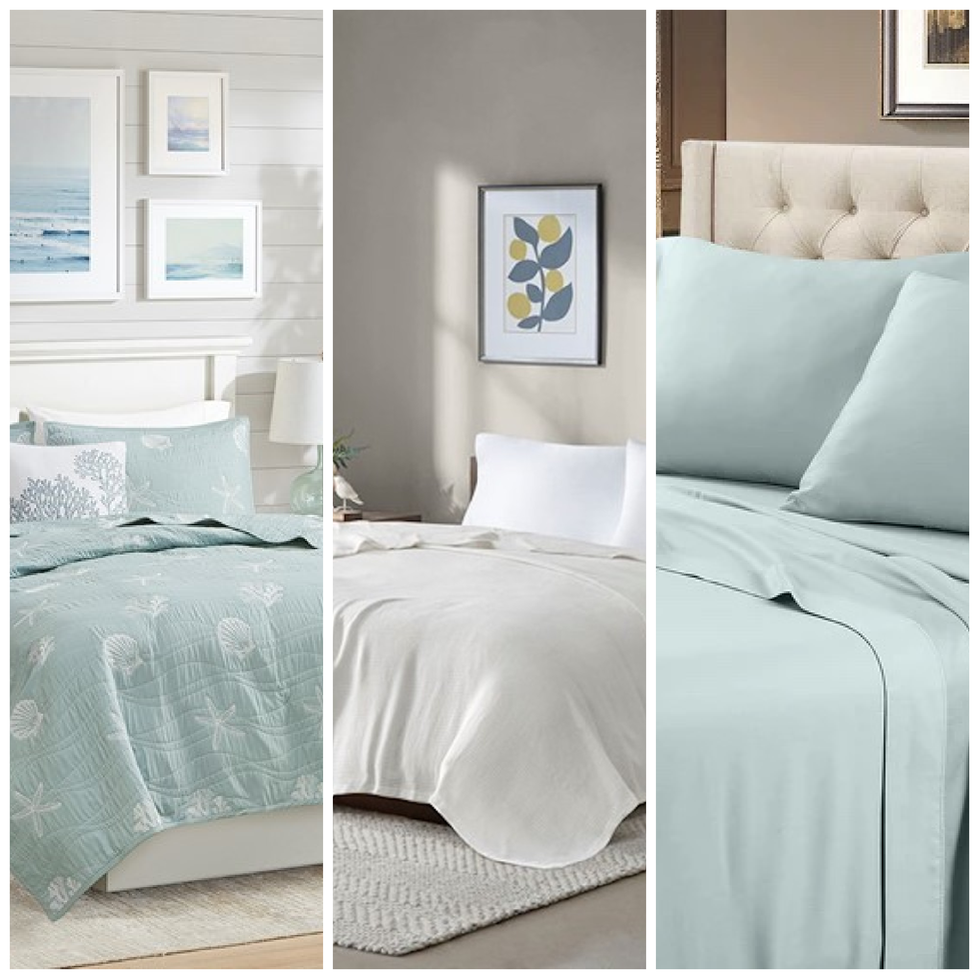 Coastal Queen Bedding 9PC Ensemble With Tiffany Blue Hues