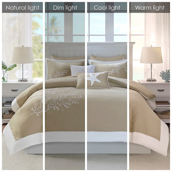 Coastline 6 Piece Oversized Cotton Jacquard Comforter Set