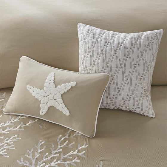 Coastline 6 Piece Oversized Cotton Jacquard Comforter Set