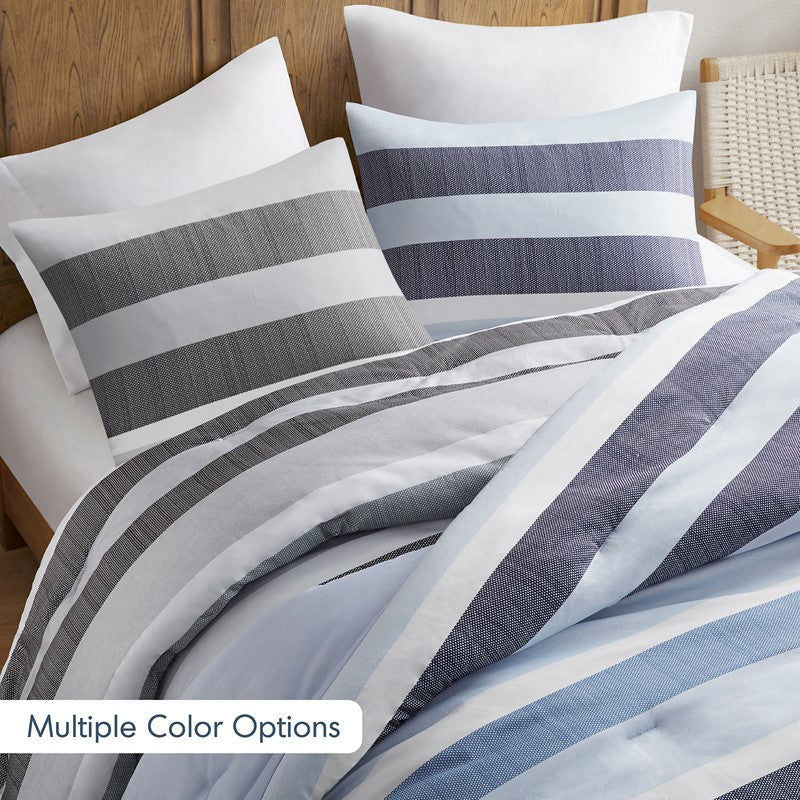 Owain Navy And Blue Striped Comforter Set - Nautical Bedding Set