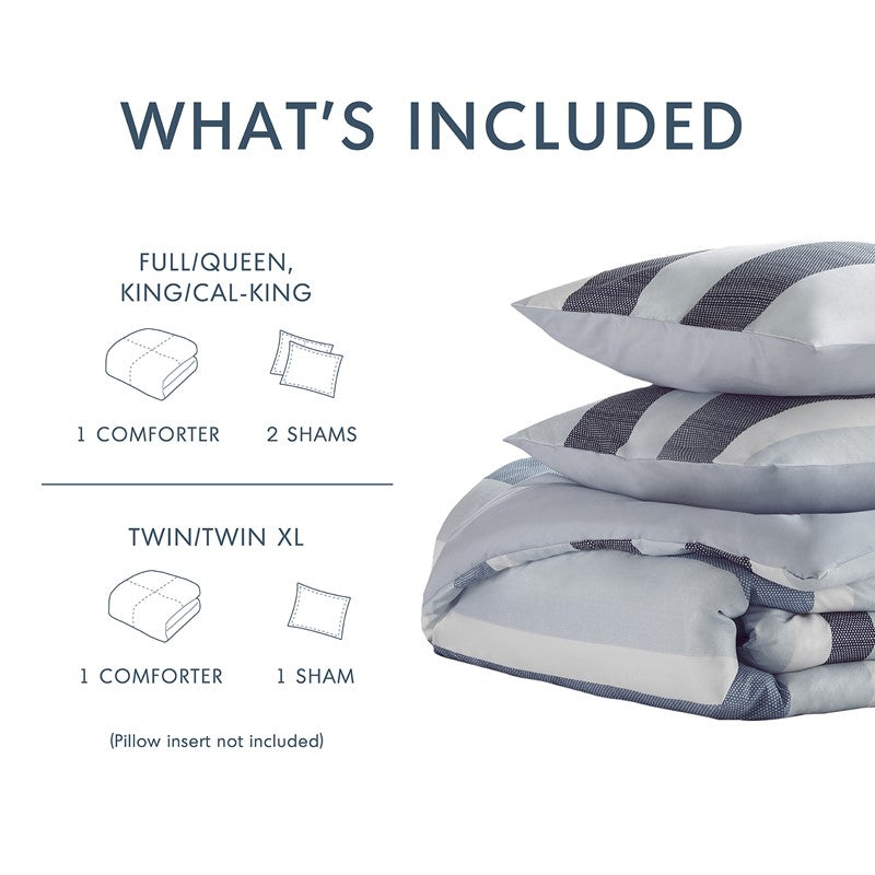 Owain Navy And Blue Striped Comforter Set - Nautical Bedding Set