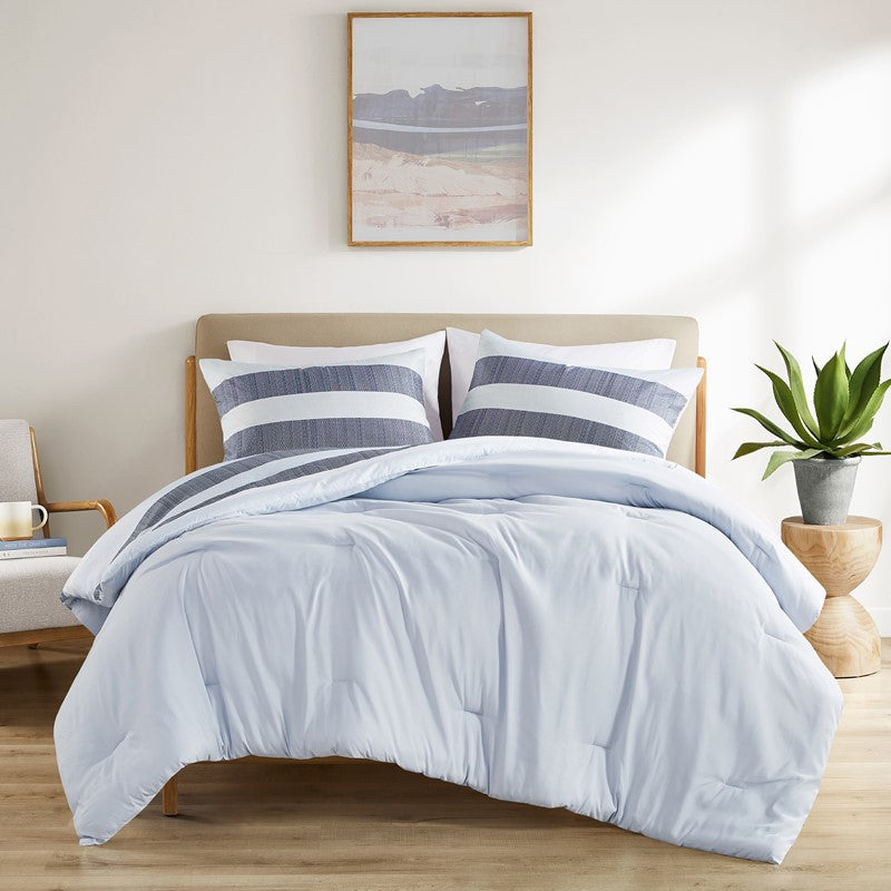 Owain Navy And Blue Striped Comforter Set - Nautical Bedding Set