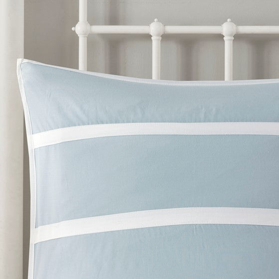 Crystal Blue & White Striped Euro Shams - Classic Coastal Striped Bedding