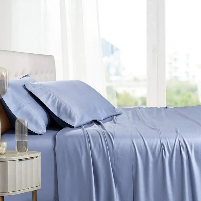 Egyptian Linens Split Top King Sheets  100% Bamboo Viscose Sheet Set - Fitted Sheet With Wings - Quahog Bay Bedding
