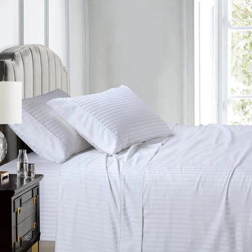 Egyptian Linens 608TC 100% Cotton Split King Stripe Adjustable Bed Sheets