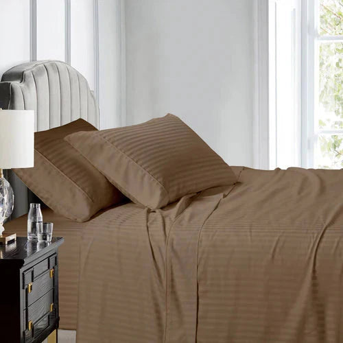 Egyptian Linens 608TC 100% Cotton Split King Stripe Adjustable Bed Sheets - Quahog Bay Bedding