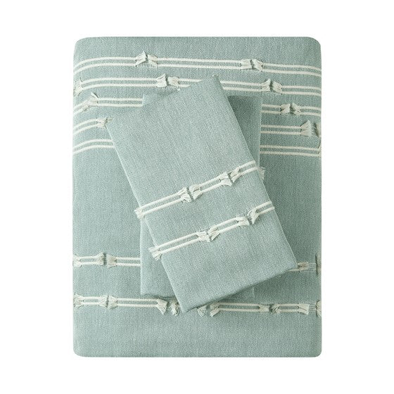 Kara Cotton Jacquard Aqua Coastal 3PC Duvet Cover Set