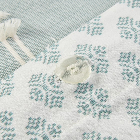 Kara Cotton Jacquard Aqua Coastal 3PC Duvet Cover Set