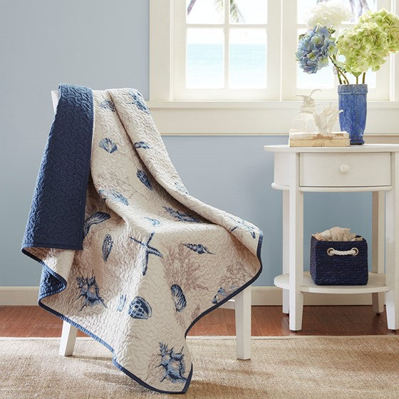 Bayside Nautical Oversized Printed Microfiber Quilted Throw Blanket