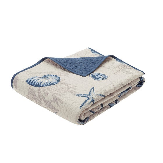 Bayside Nautical Oversized Printed Microfiber Quilted Throw Blanket
