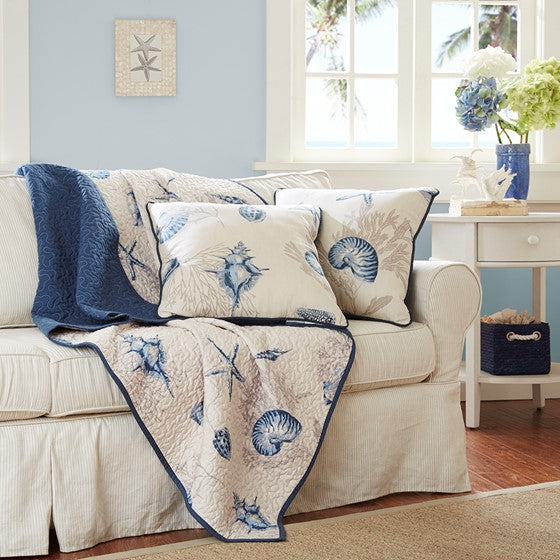 Bayside Nautical Oversized Printed Microfiber Quilted Throw Blanket