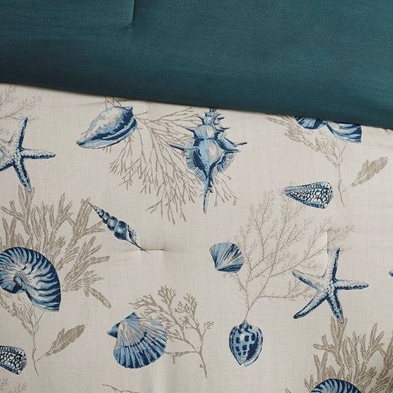 Bayside Complete Nautical Bedding Ensemble - 6PC Taupe & Navy Nautical Quilt Set