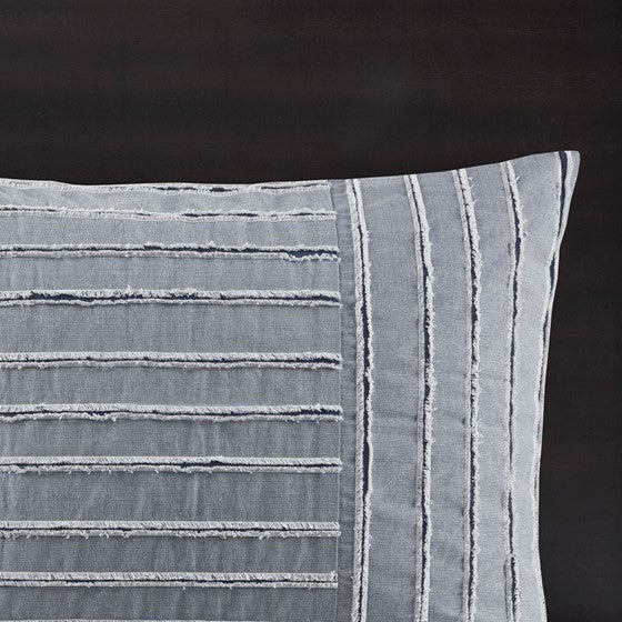 Oversized Cotton Clipped Jacquard Farmhouse Style Comforter Set - Blue