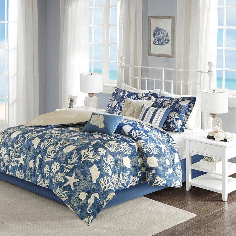Madison Park Cape Cod 7PC Sateen Comforter Set - Nautical Bedding Sets
