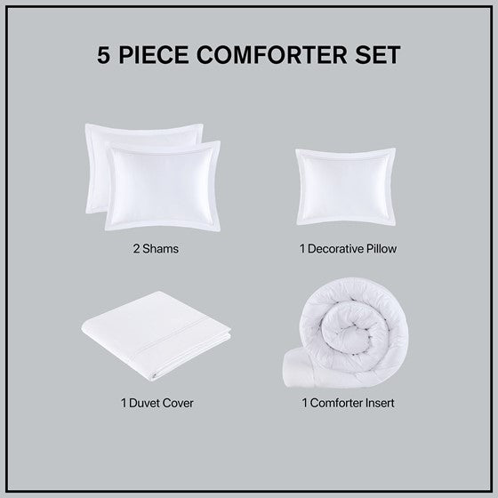 Luxury 500TC Cotton Embroidered Comforter Set 5PC