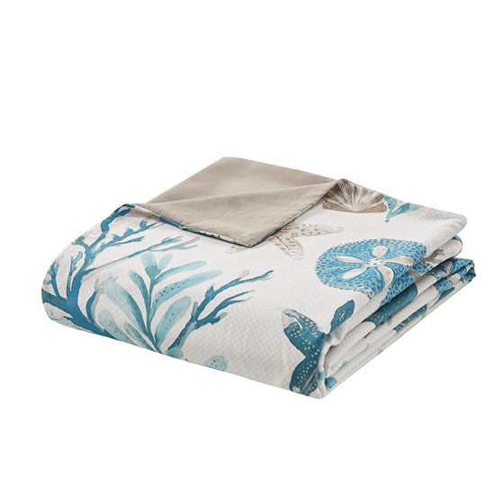 Pebble Beach 6 Piece Cotton Sateen Duvet Cover Set - Aqua