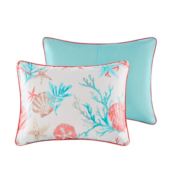 Pebble Beach 6 Piece Cotton Sateen Duvet Cover Set - Coral