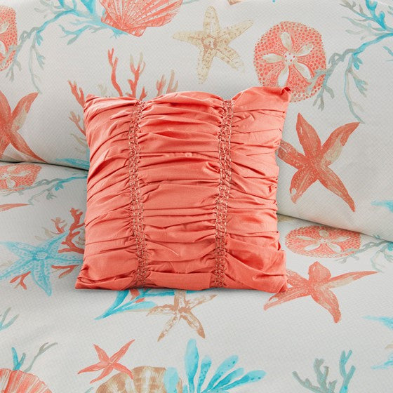 Pebble Beach 6 Piece Cotton Sateen Duvet Cover Set - Coral